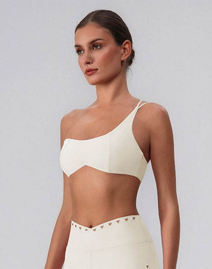 Asymmetric One Shoulder Backless Sports Bra