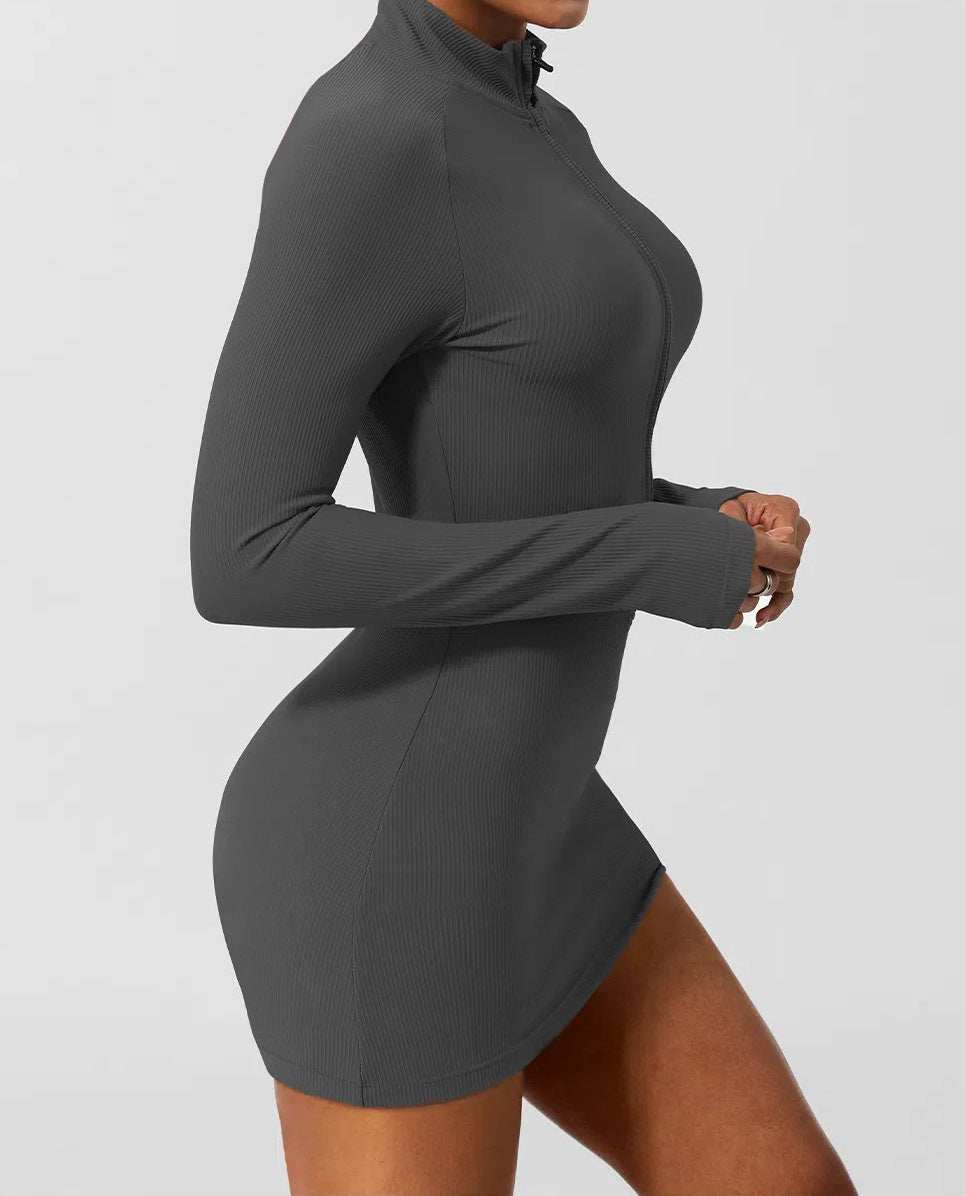 Skinny Long Sleeve Yoga Short Length Dress | Stylish and Comfortable