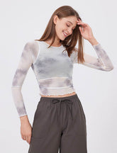 Tie Dyed Mesh Long Sleeve Workout T-Shirt