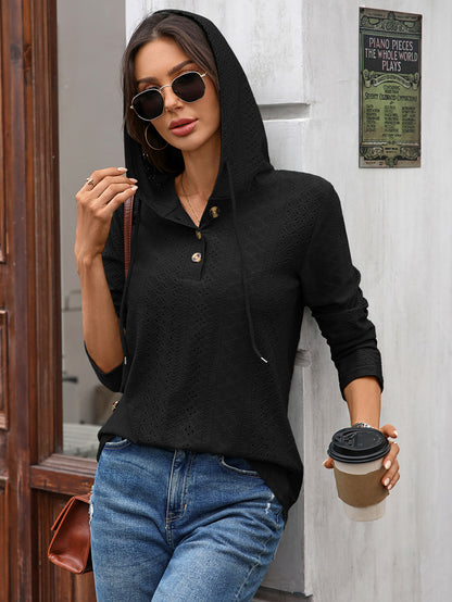 Long Sleeve Fall Drawstring Shirts Hooded Sweatshirt