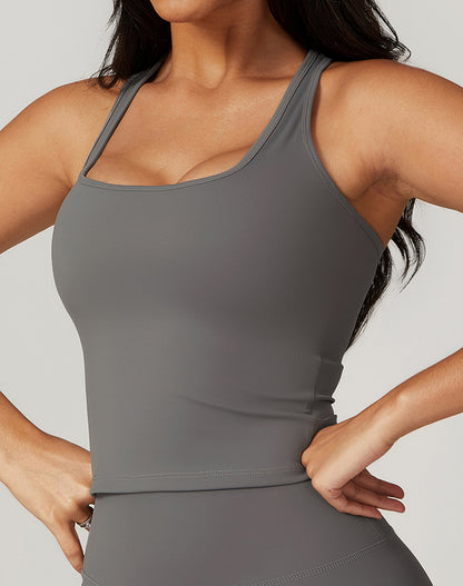 Sleeveless Racerback Tank Tops with Built-in Bra