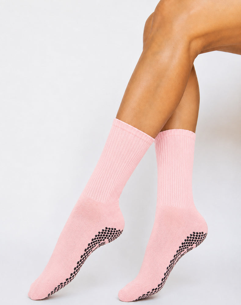 Pilates Yoga Crew Socks with Non Slip Grippers