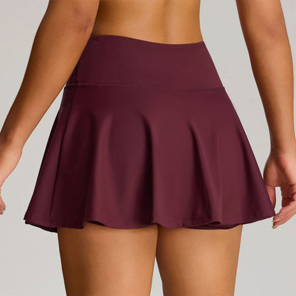 High Waisted Pleated Tennis Skirts with Short and Pocket
