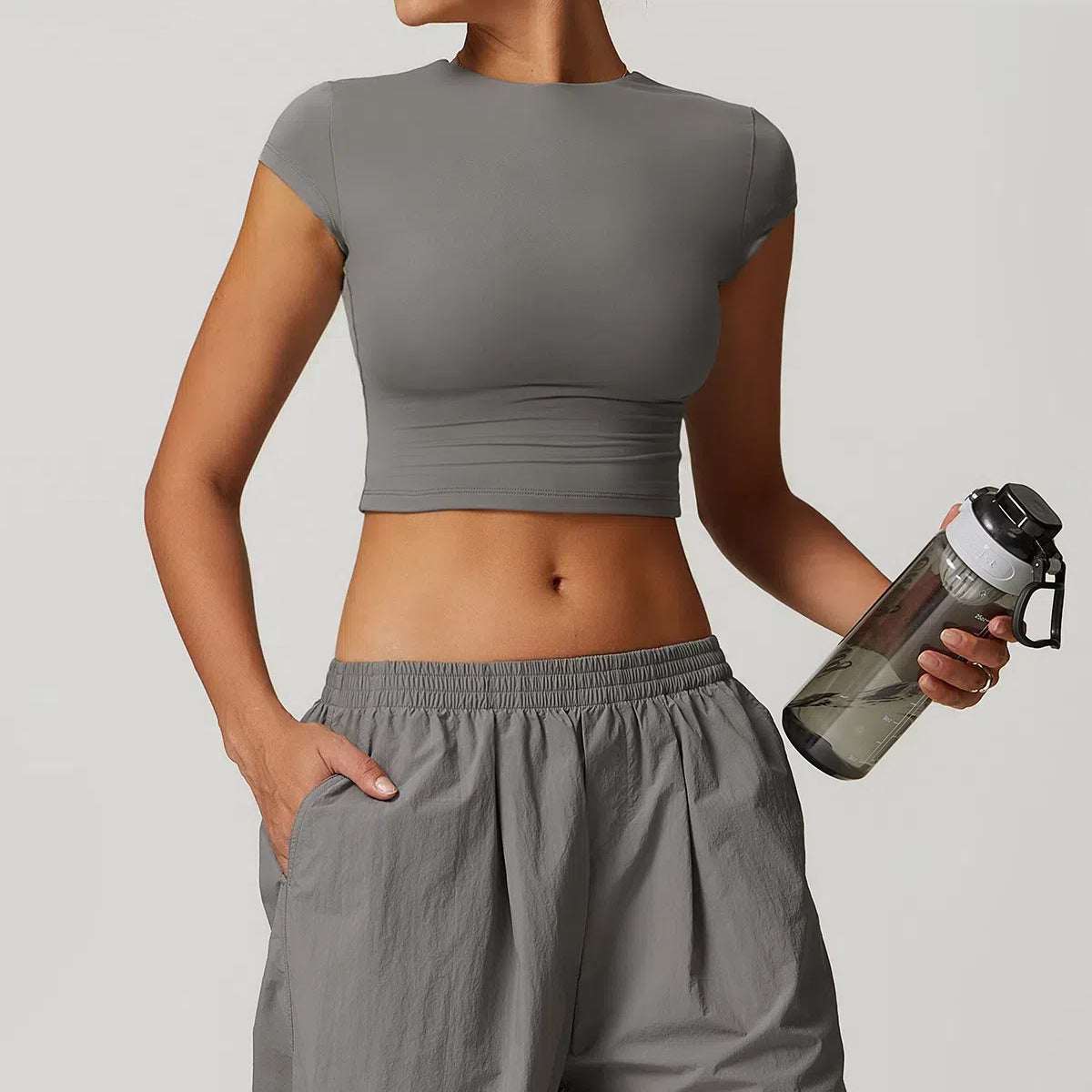 Short Sleeve Crew Neck Crop Workout T-Shirt | Perfect for Yoga &amp; Sport