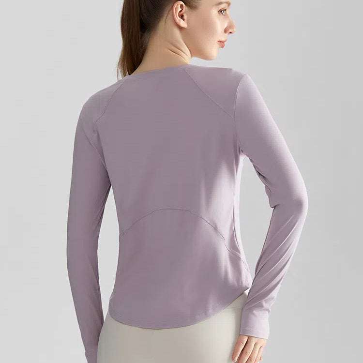 Long Sleeve Round Neckline Yoga T-Shirt | Ideal for Every Workout