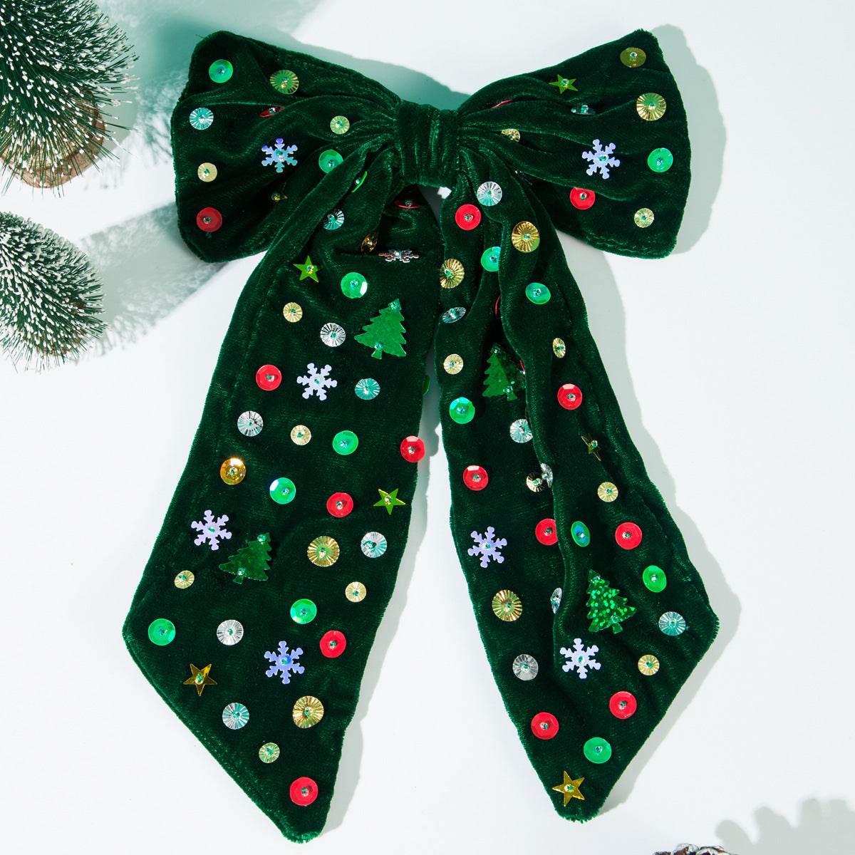 Large Glitter Velvet Christmas Hair Bow Clips