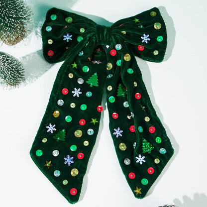 Large Glitter Velvet Christmas Hair Bow Clips