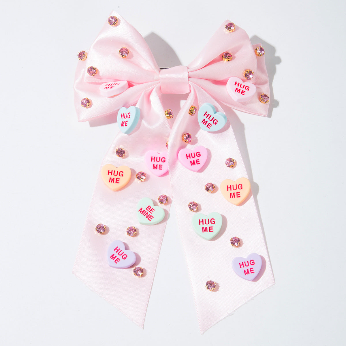 Bow Clips with Love Letter and Rhinestone for Valentine&