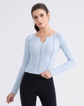 V Neck Long Sleeve Tops Casual Slim Fitted T-Shirt
