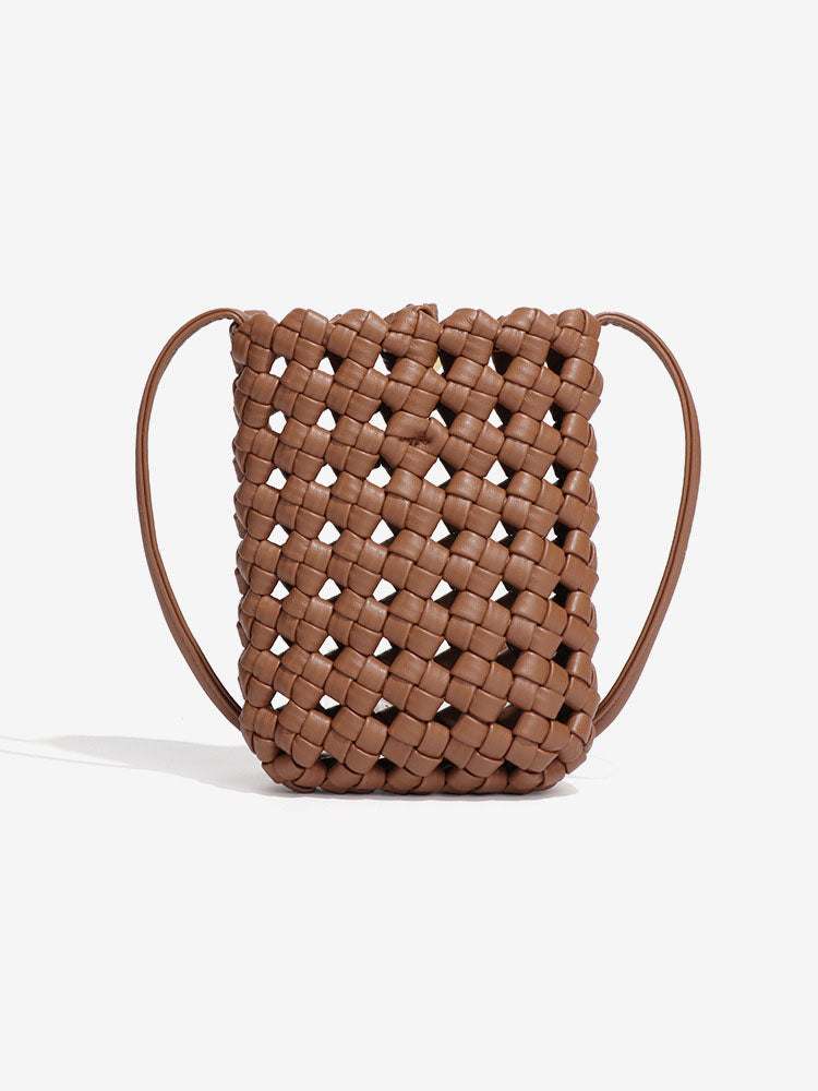 PU Leather Woven Mobile Phone Bag | Stylish Shoulder Crossbody Design