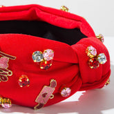 Wide Edge Cross Knotted Headband With Love Heart