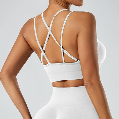 Strappy Adjustable Criss Cross Sports Bra Yoga Crop Tops