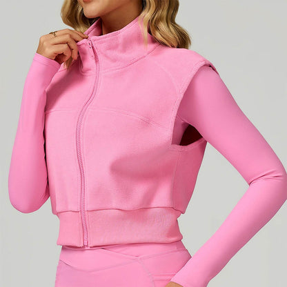 Fleece Coat Vest Outerwear Warm Sleeveless Zip Jackets