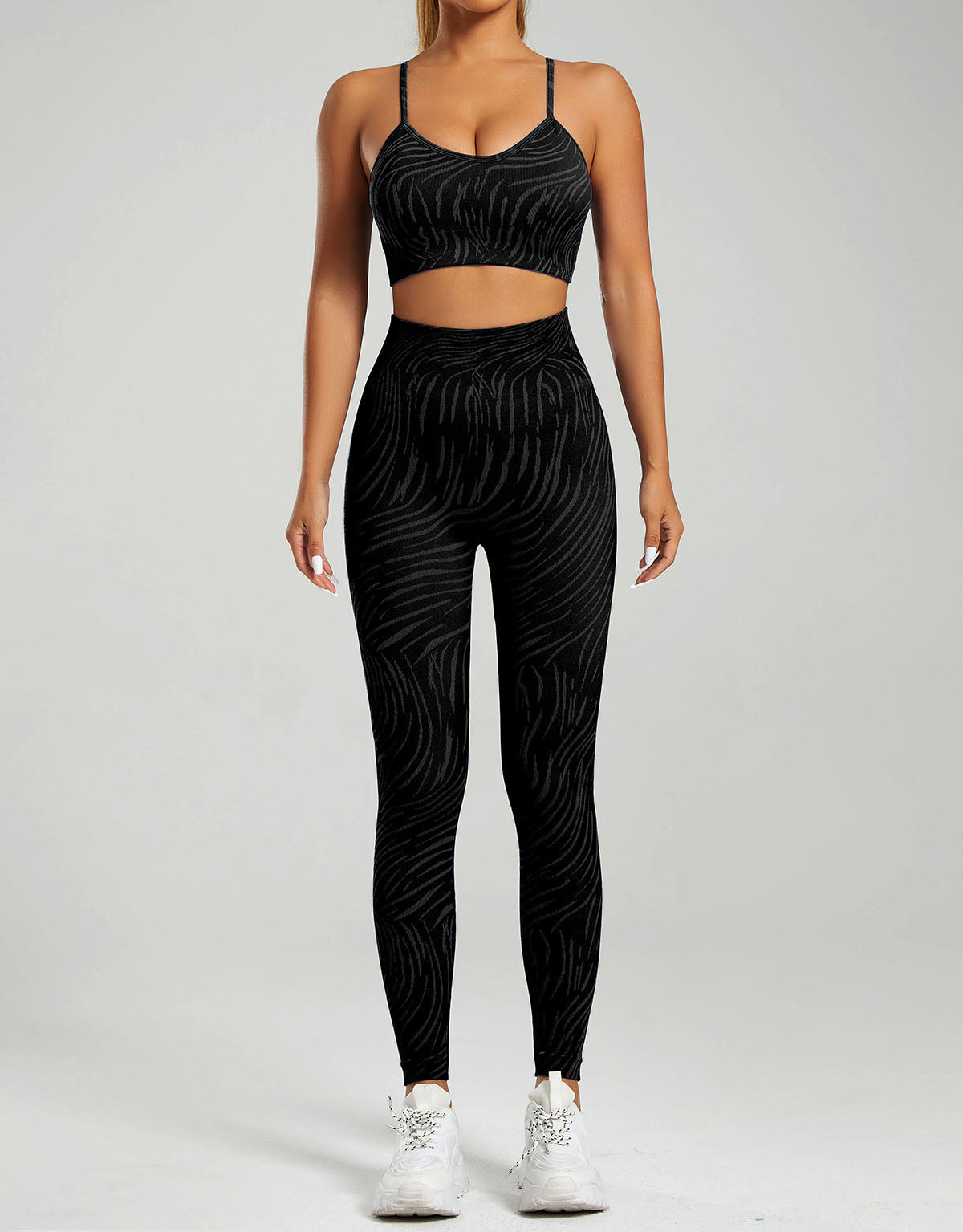 High Waist Striped Yoga Leggings