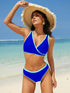 Color Block V Neck Bikini Set