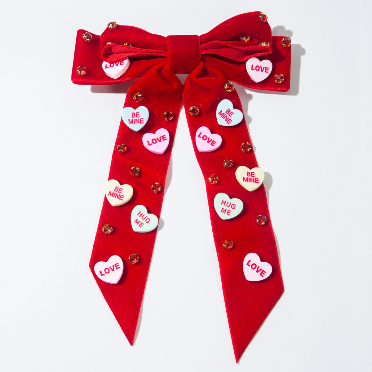 Sweet Bow Clips with Love Letter and Rhinestone for Valentine&