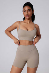 Square Neck Thin Strap Sports Bra