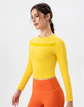 Mesh Splicing Workout Tops Long Sleeve Athletic T-Shirts