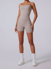 Sleeveless Deep V Back Short Sports Jumpsuit
