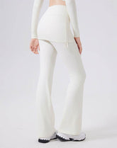 High Waisted Athletic Fake Two Pieces Flare Pant with Skirt