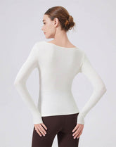 V Neck Twist Knot T-Shirts Long Sleeve Split Slim Fit Tops