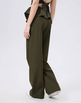 Ruffle Trim Wide Leg Casual Pants Sweatpants with Pockets