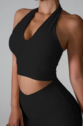 V Neckline Yoga Crop Tank Tops with Built-in Bra Pad