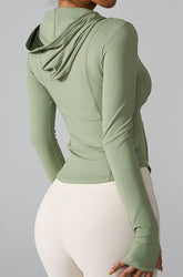 Athletic Hooded Coat Zipper Yoga Long sleeve Jacket