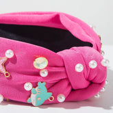 Ocean Knotted Headband with Pearl Rhinestone Starfish Shark Shell