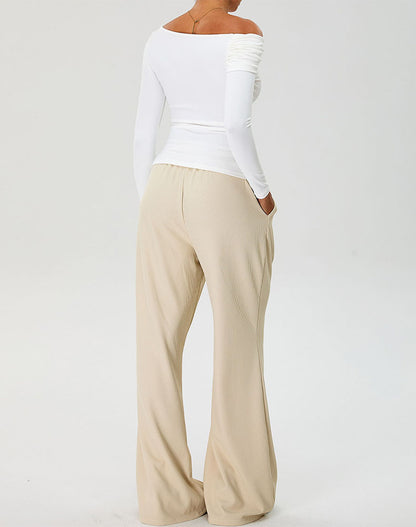 Activewear Set with Asymmetrical Shoulder Top and Sweatpant
