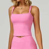 Wide Shoulder Straps Sport Tank Top with Removable Chest Pad