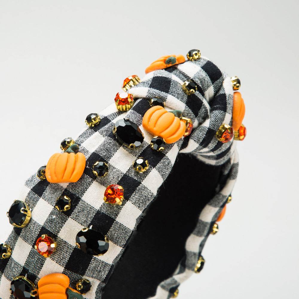 Halloween Crystal Knotted Headband Pumpkin Hair Accessories