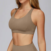 Cross Back Strappy Athletic Bras with Removable Pads