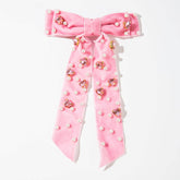 Velvet Bow Hair Clip with Heart Shaped Diamond and Pearls