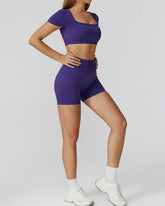 Athletic Wear with Short Sleeve Crop Top and Short