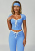 2 Pieces Activewear Set with Bow Crop Tops and Yoga Headband
