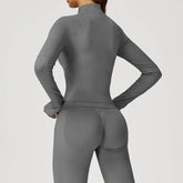 Zip Up Slim Athletic Jacket Yoga Crop Top with Thumb Hole