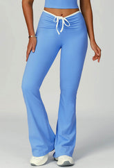 Color Block Flare Pants with Drawstring Waist