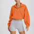 Half Zip Sweatshirt Long Sleeve Sports Crop Tops