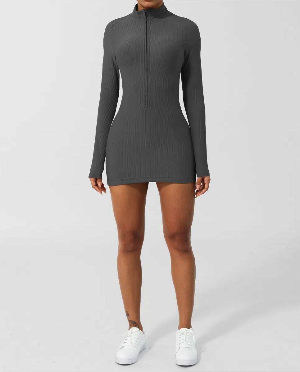 Skinny Long Sleeve Yoga Short Length Dress | Stylish and Comfortable