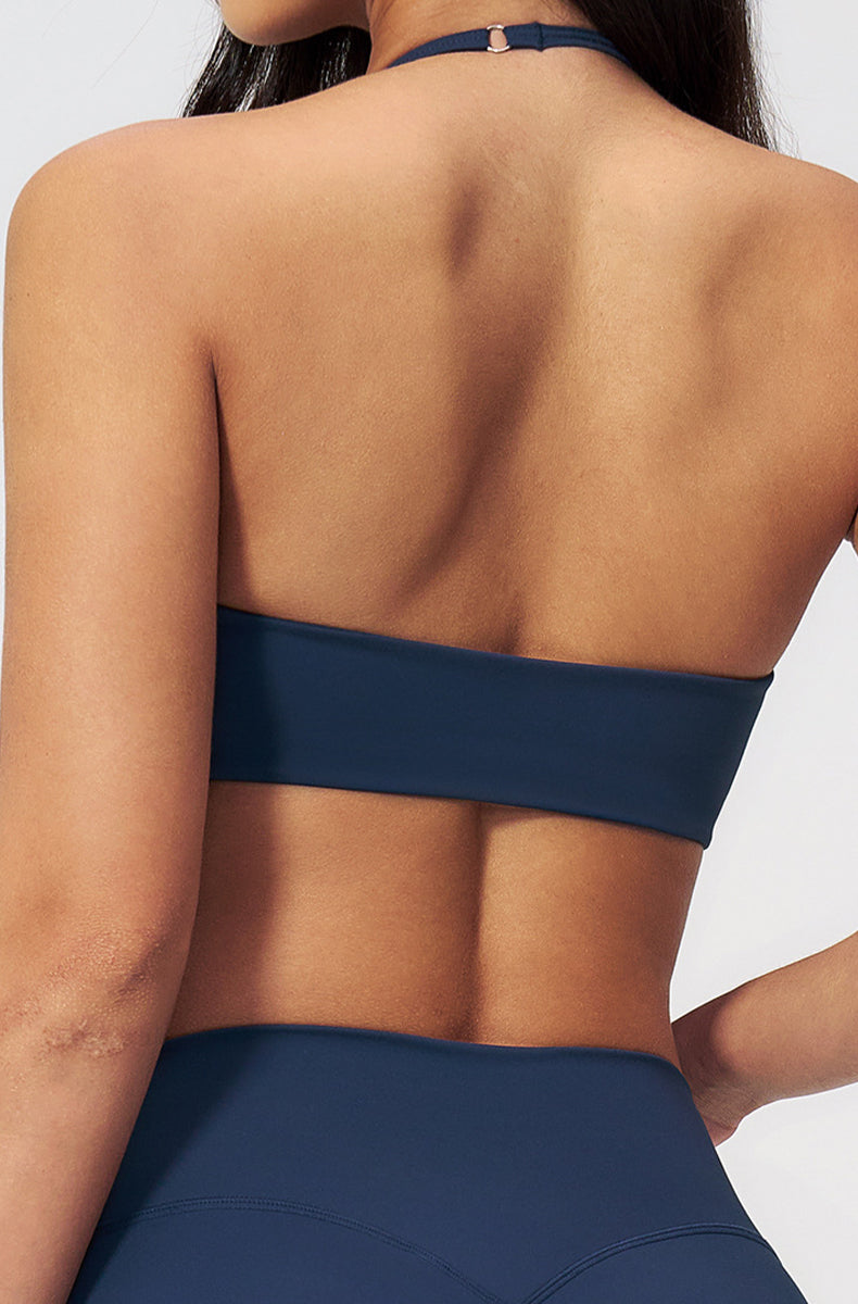 Adjustable Thin Halter Neck Strap Sports Bra