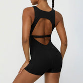 Hollow Back One Piece Workout Short Jumpsuit