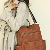 Retro Large Capacity PU Leather Backpack