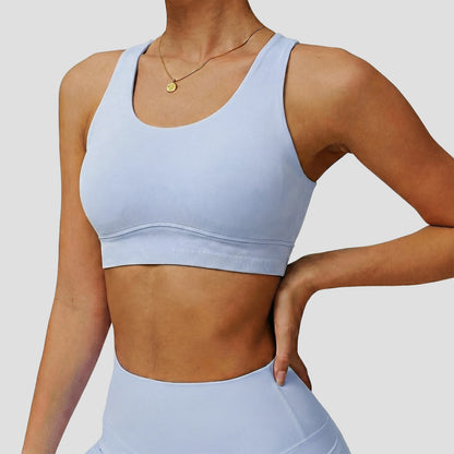 U-Shaped Neckline Yoga Tank Tops Criss Cross Back Sports Bra