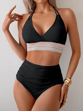 High Waisted Color Block Bikini Sets
