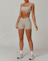 Activewear Sets with Square Neck Sports Bras and Shorts