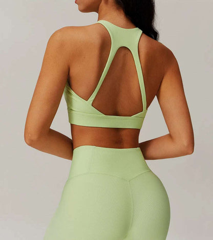 Ribbed Tight Backless Yoga Bra | Stylish and Supportive Activewear