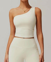 Solid One Shoulder Yoga Tank Top