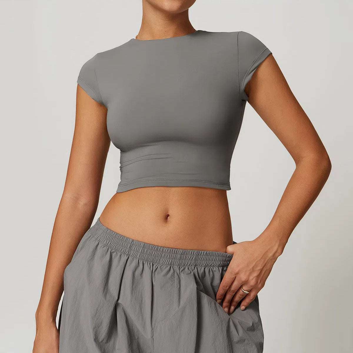 Short Sleeve Crew Neck Crop Workout T-Shirt | Perfect for Yoga &amp; Sport