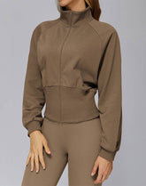 Zip Up Casual Jacket Workout Long Sleeve Crop Tops